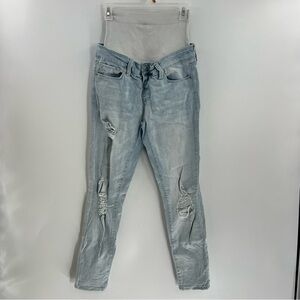 BLANQI Maternity Postpartum Skinny Jeans 8 Light Wash Distressed Belly Support